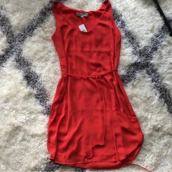 Ann Taylor Loft Scoop Neck Tie Waist Tank Dress - Picture 7 of 8